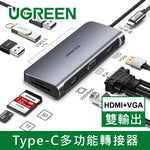 【拆封新品/福利品】綠聯 九合一Type-C多功能轉接器HDMI 4K/VGA/USB3.0/SD/TF/PD快充/GigaLAN網路卡