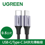 綠聯 USB-C/Type-C 3A快充傳輸線 公對公傳輸線 60W快充 金屬編織版