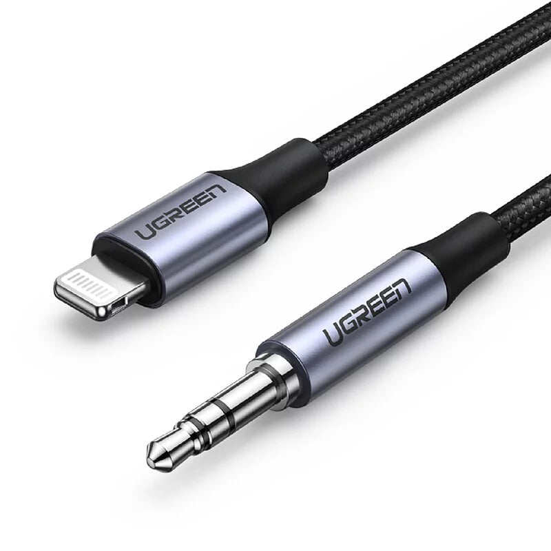 綠聯 iPhone 1M  MFi Lightning轉3.5mm傳輸線 公對公 深空灰