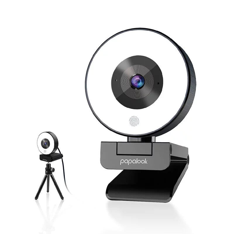 PAPALOOK 高畫質直播攝影機 三段美顏補光燈 雙降噪麥克風