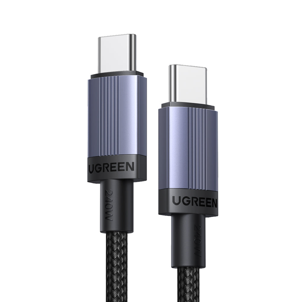 綠聯 240W USB-C to USB-C 快充線 金屬編織 耐用傳輸線 深空灰 E版