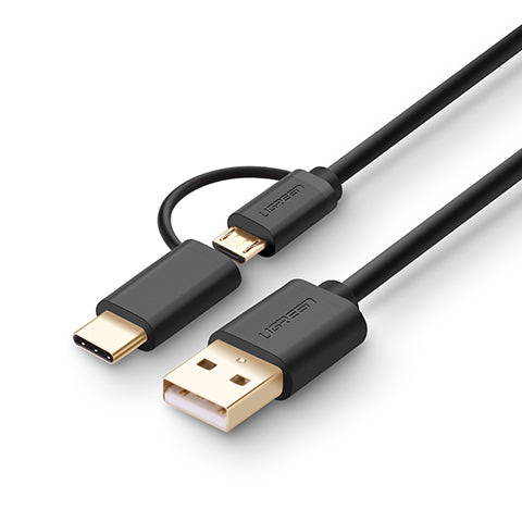 [福利品]綠聯 Micro USB Type-C兩用快充傳輸線