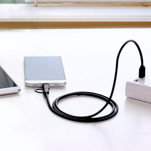 [福利品]綠聯 Micro USB Type-C兩用快充傳輸線