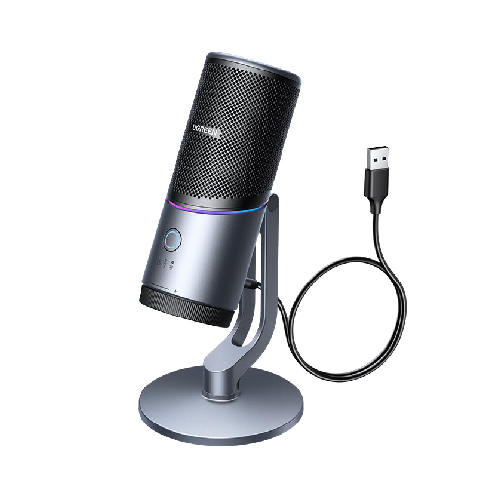 綠聯 USB 桌上型麥克風 24bit/96kHz 心型指向 電容式收音 RGB燈效 靜音鍵 電腦直播遊戲Podcast適用