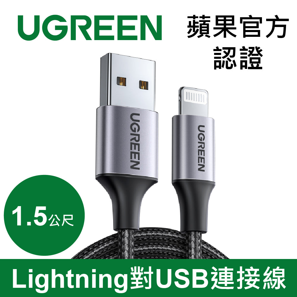 [拆封新品/福利品]綠聯 iPhone充電線 蘋果官方認證 Lightning對USB連接線 快充 金屬編織版