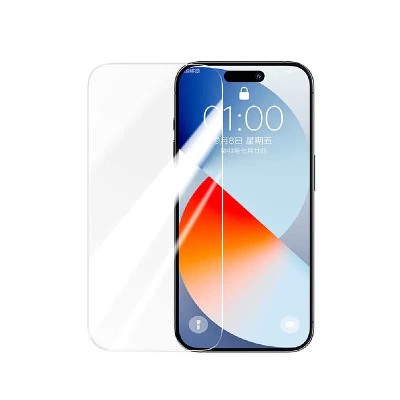 綠聯 iPhone 15系列 全透明半覆蓋保護貼鋼化膜 附貼膜器(2入)