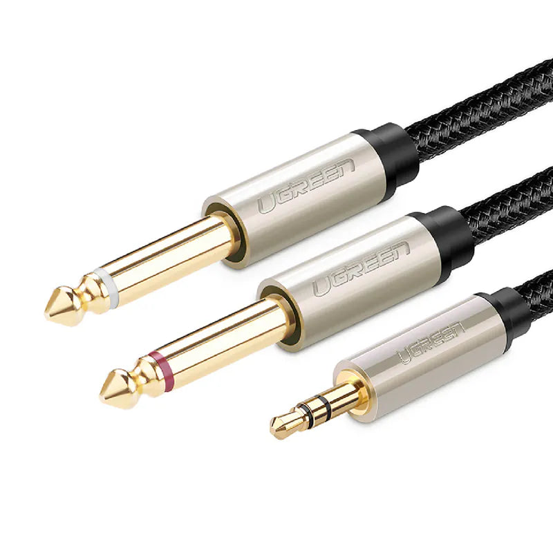 [福利品]  綠聯 3.5mm轉雙6.35mm發燒級音源線 BRAID Pro版