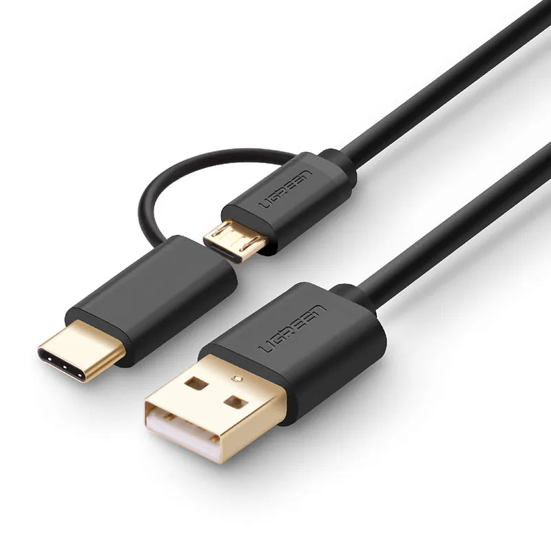 [福利品]  綠聯 Micro USB Type-C兩用快充傳輸線