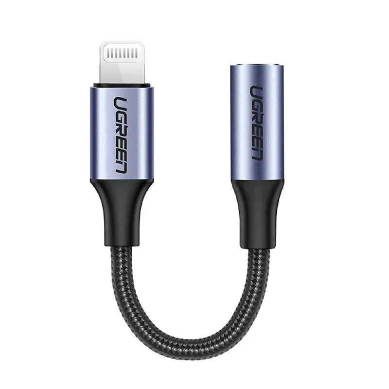 [福利品] 綠聯 MFi蘋果官方認證 Lightning轉3.5mm耳機轉接器 Gray編織版