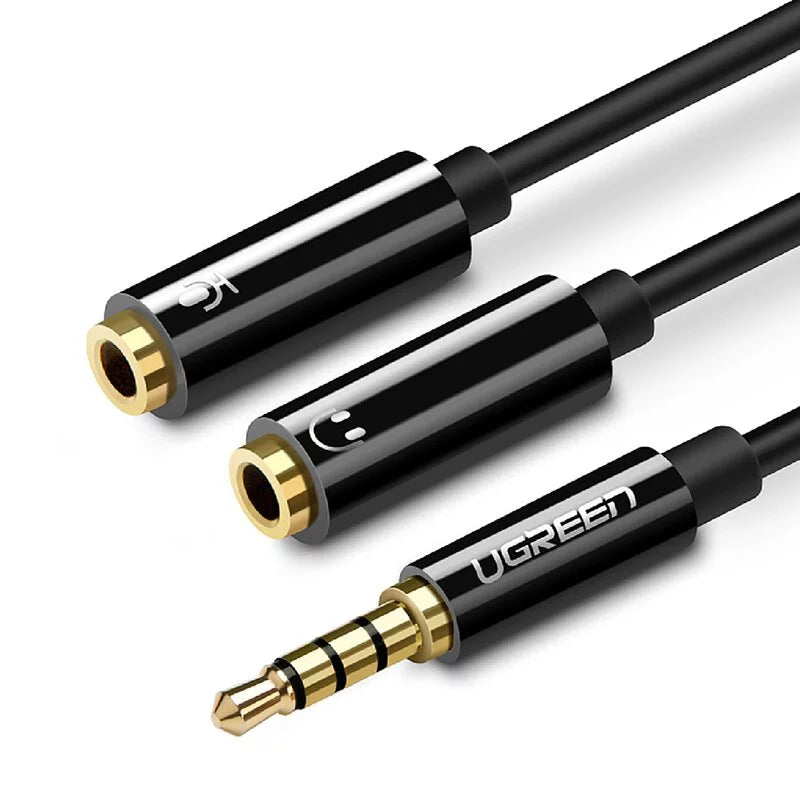 [福利品] 綠聯  3.5mm公轉2母（AUX和麥克風）(20公分)