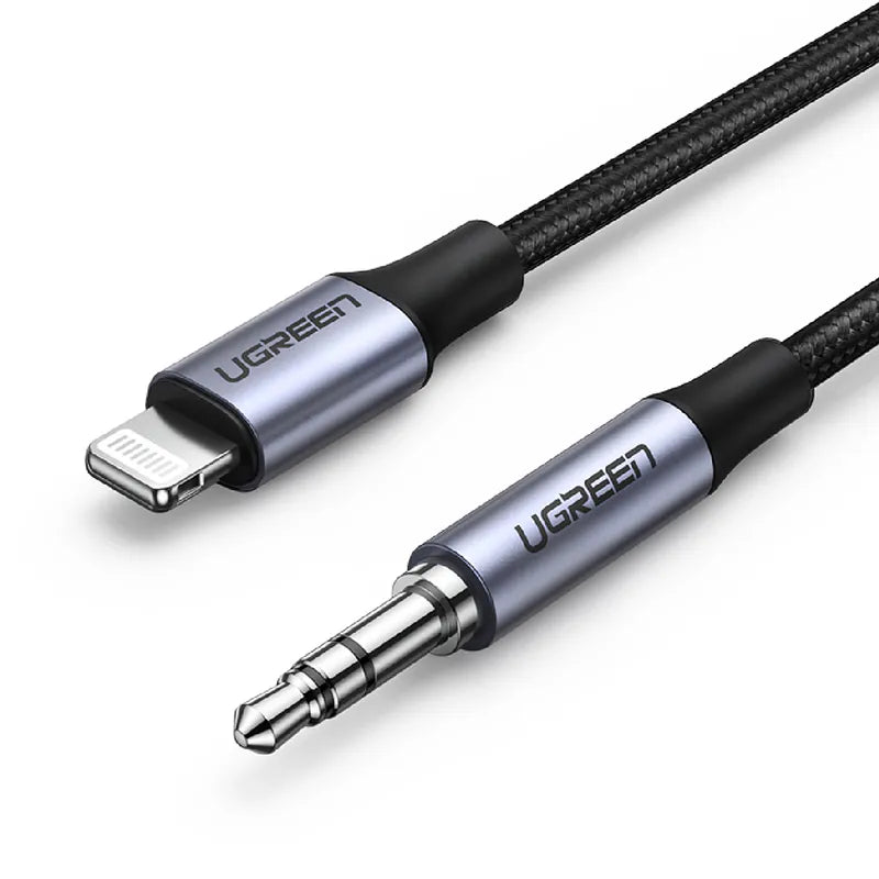 [福利品]  綠聯 iPhone 1M  MFi Lightning轉3.5mm傳輸線 公對公 深空灰