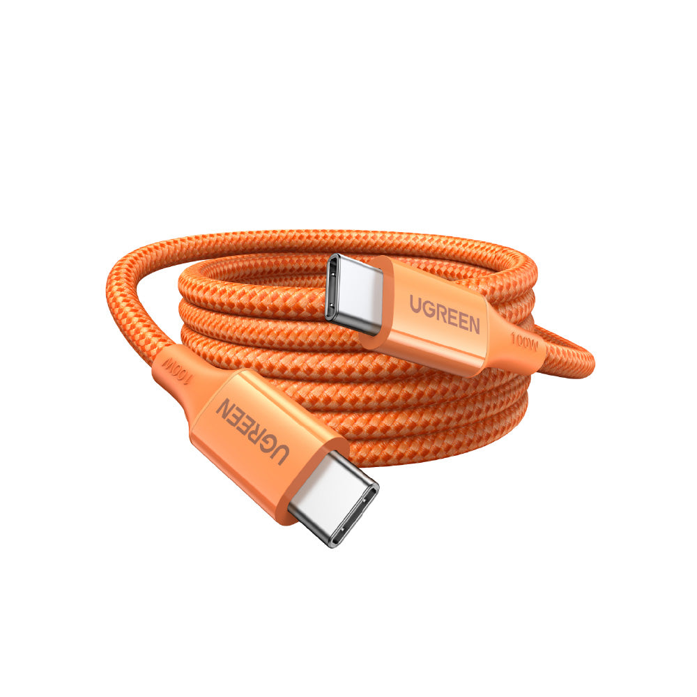 綠聯 100W USB-C to USB-C 快充線 編織耐用傳輸線 S版 愛馬仕橘
