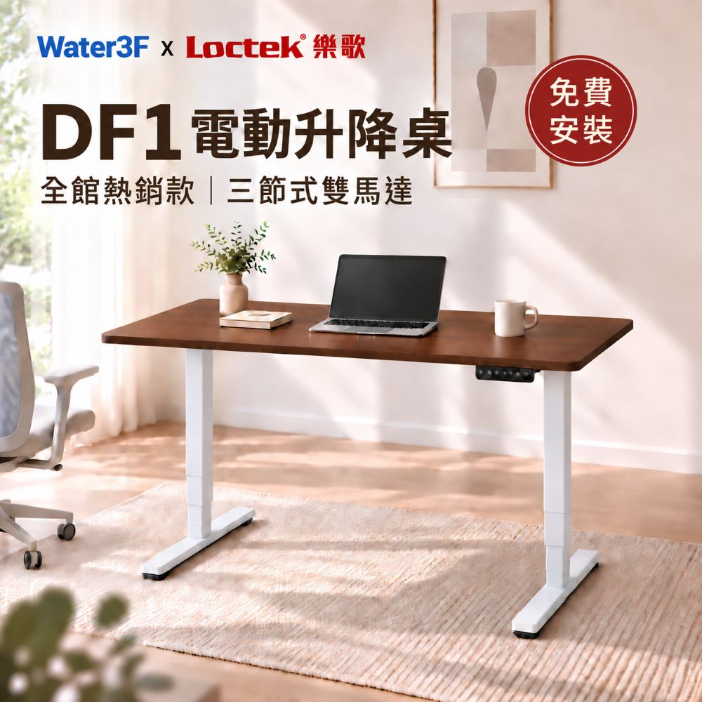 樂歌Loctek｜三段式雙馬達穩定升降 人體工學電動升降桌 DF1 抗噪/耐重 進階款 免運費免安裝