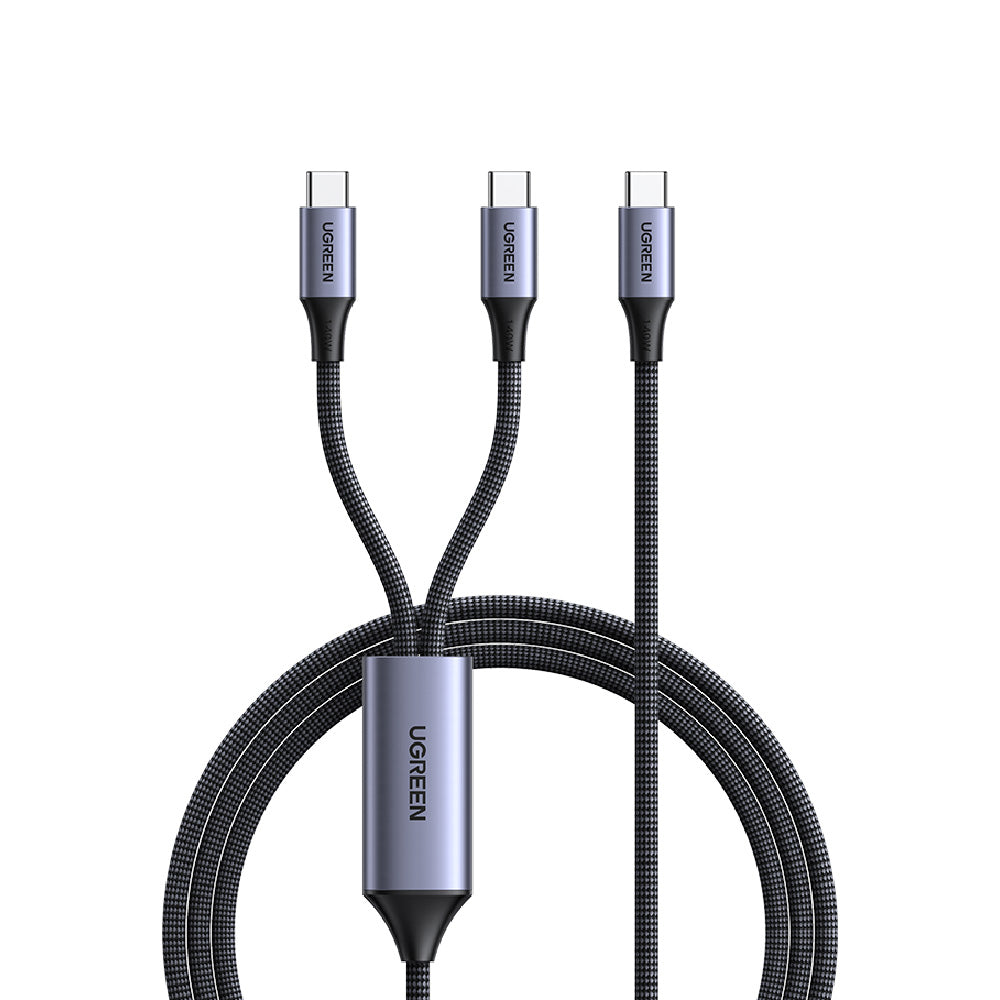 綠聯 Type-C轉雙Type-C快充線 USB2.0 140W雙頭充電傳輸線 金屬編織款