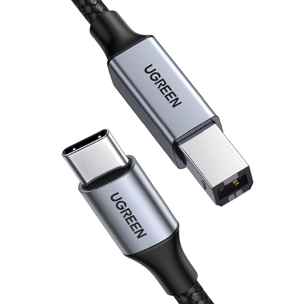 綠聯 USB-C 轉 USB-B 2.0 印表機金屬編織傳輸線